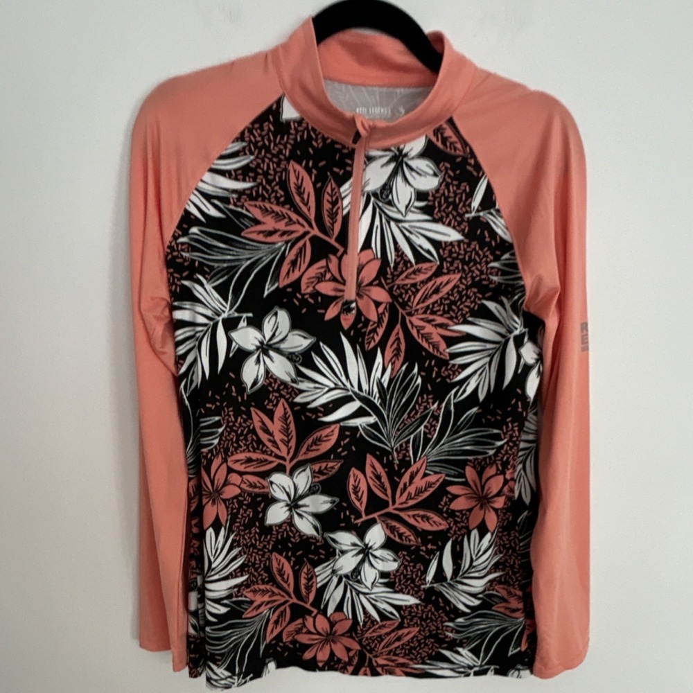 Reel Legends REEL-TEC Women's M Coral Floral Long Sleeve Fishing Shirt 1/4 Zip